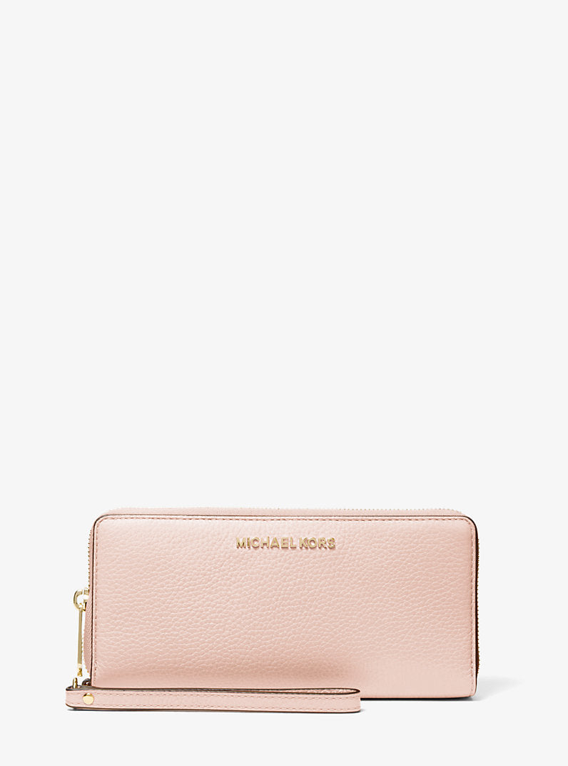 Jet Set Travel Large Pebbled Leather Wristlet