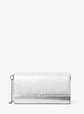 Mona Large Metallic Saffiano Leather Clutch