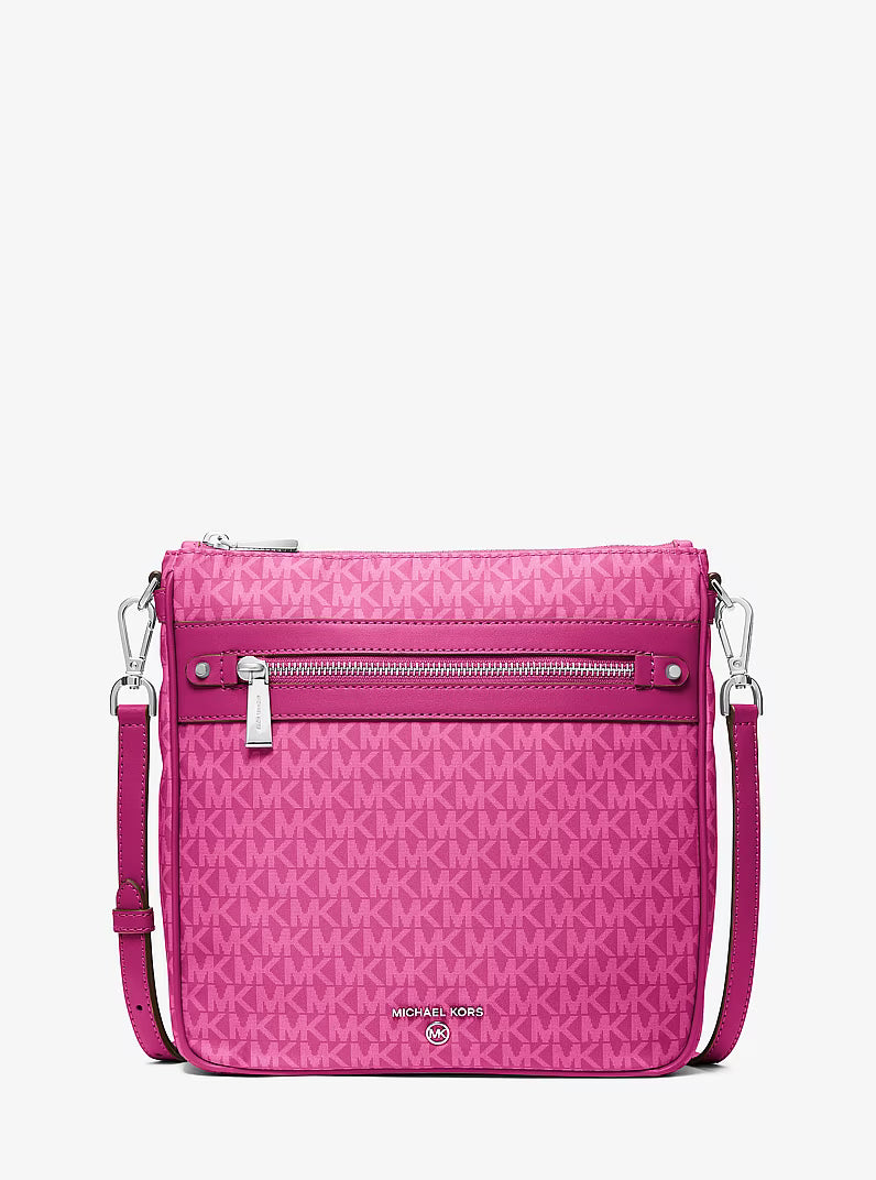 Jet Set Large Logo Print Woven Crossbody Bag