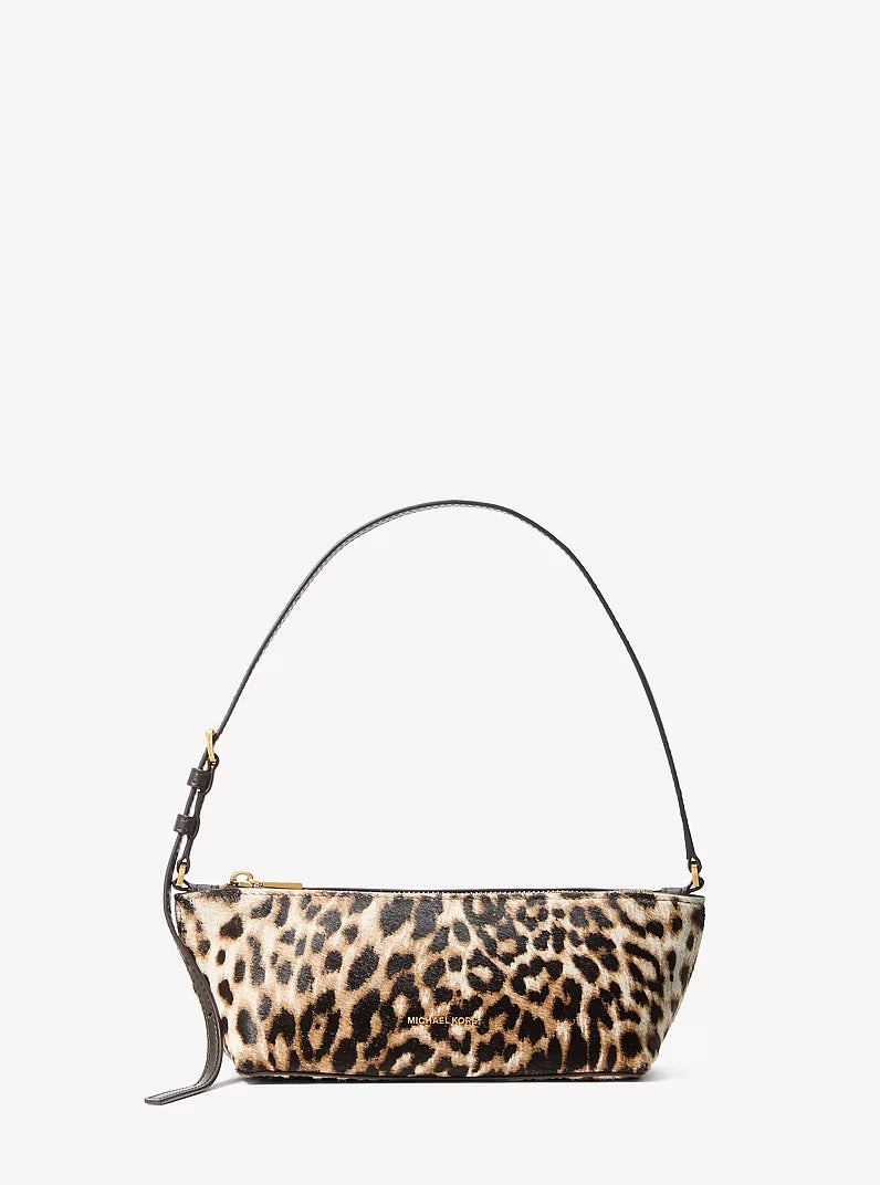 Laila Small Leopard Print Calf Hair Pochette