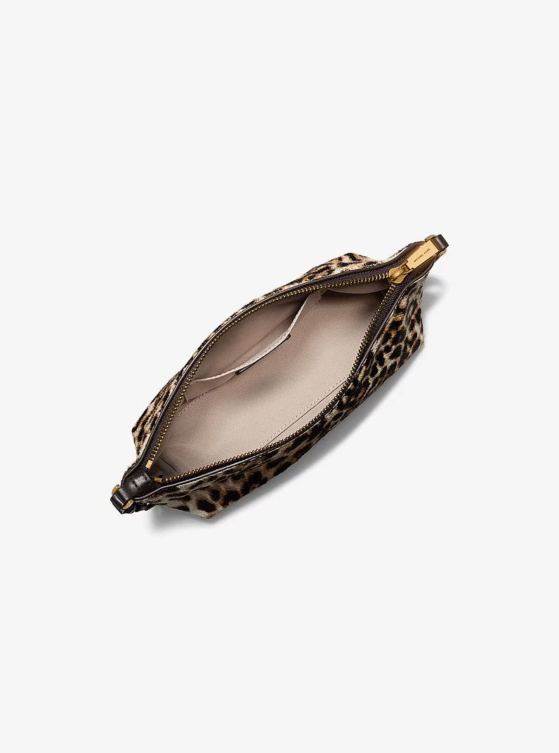 Laila Small Leopard Print Calf Hair Pochette