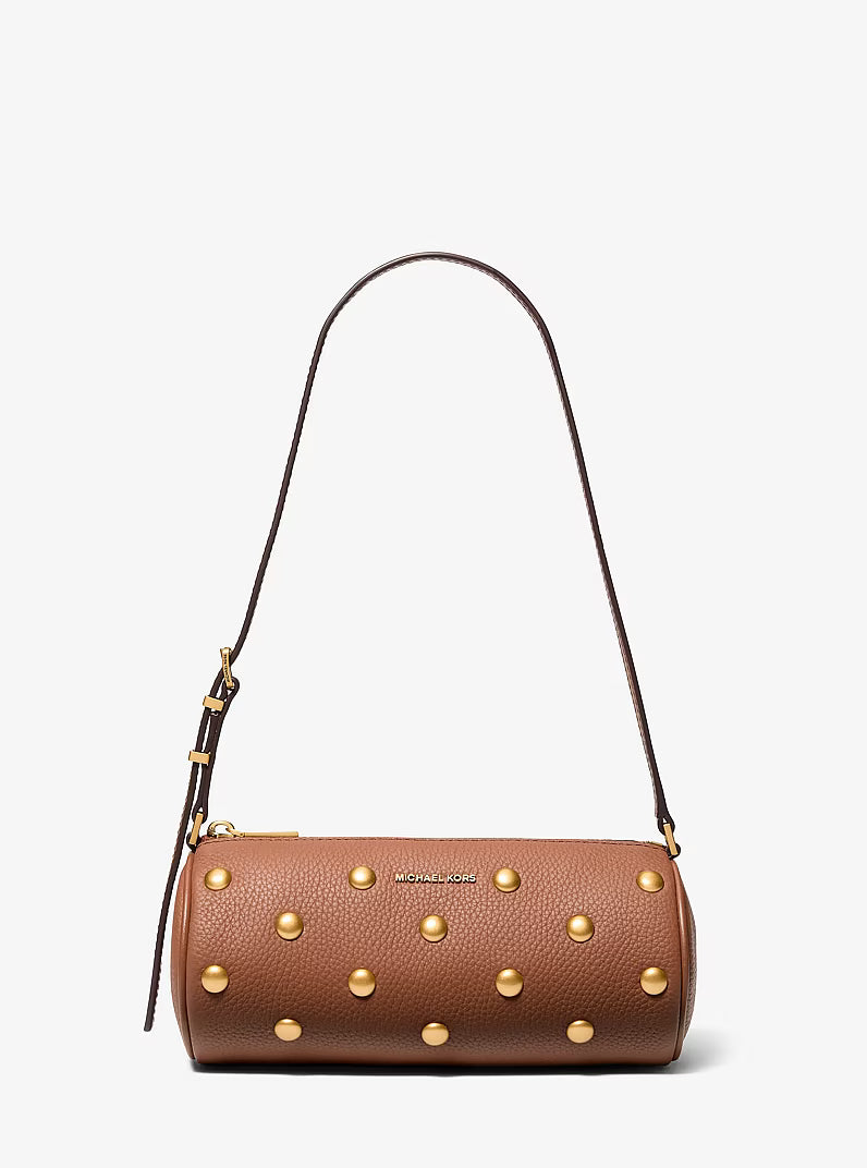Izzy Small Studded Pebbled Leather Barrel Pochette