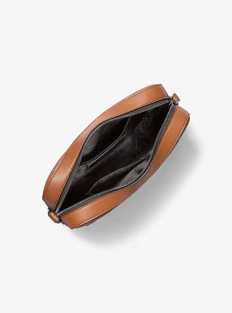Jet Set Logo Embossed Leather Crossbody Bag